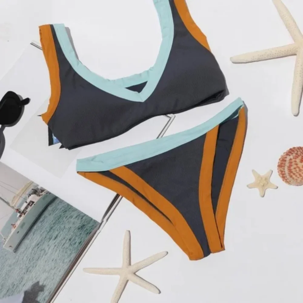 L*Space Lala Vacay Bikini Set Slate Sky Blue Inka Gold